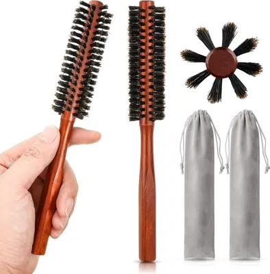 Produktbild von Runde Haarbürste - Stylingbürste mit Holzgriff - 2 Stück