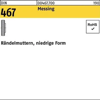 Produktbild von Reyher  Rändelmuttern DIN 467 Messing M 10 Ms (10 Stück)