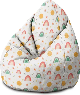 Produktbild von Dreamroots Bean Bag Sitzsack Kinder mit füllung, Bodenkissen Kinder Sitzsack, Sitzsack Kinderzimmer 70x70x105 cm, Rainbow and Sun