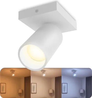 Produktbild von SSC-LUXon Deckenleuchte Wandstrahler NUVIO 1-flammig weiß inkl. LumiFLEX GU10 5W 3 Lichtfarben kaltweiß neutralweiß warmweiss