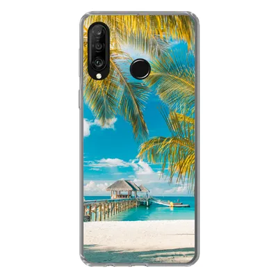 Produktbild von MuchoWow® Handyhülle Schutzhülle Hülle für Huawei P30 Lite Strand - Palme - Meer Silikon Softcase Handy Hülle - Handyhülle
