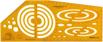 Produktbild von Aristo Schablone Axonograph II Dimetric DIN 5, 270 x 110 mm, Tuschenoppen