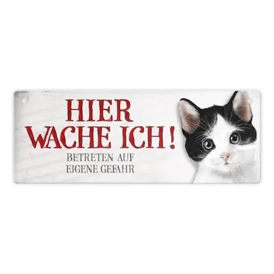 Produktbild von Metallschild mit Katze Motiv und Spruch: Betreten auf eigene Gefahr ... Schild