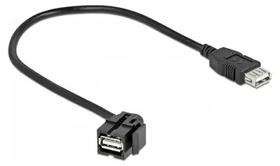 Immagine prodotto di Delock Keystone Modul USB 2.0 A Buchse 110° > USB 2.0 A Buchse mit Kabel schwarz