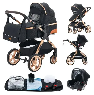 Productafbeelding van Babywagen, opvouwbaar design, met veiligheidszitje, model FGX1, kleur zwart