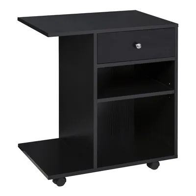 Image de Vinsetto Support d'imprimante organiseur bureau caisson 2 niches tiroir espace CPU + grand plateau panneaux particules noir