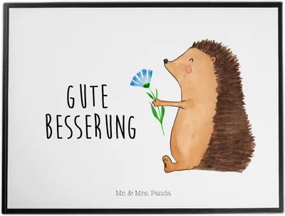 Produktbild von Mr. & Mrs. Panda Schreibunterlage Igel Blumen - Weiß - Geschenk, Krankenhaus, Besuch, Lustige Sprüche, bastelunterlage, schreibtischunterlage, tischauflagen, krank
