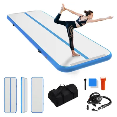 Productafbeelding van Luchttuimelmat, 4 m, blauw, opblaasbare gymnastiekmat, trainingsmat voor gymnastiektraining