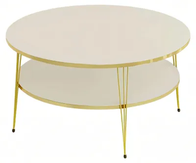 Immagine prodotto di Elegante tavolino in legno beige con dettagli in acciaio inox