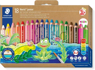 Image de Crayons de couleur Noris junior 140, 3 en 1 – 18 couleurs + pinceau