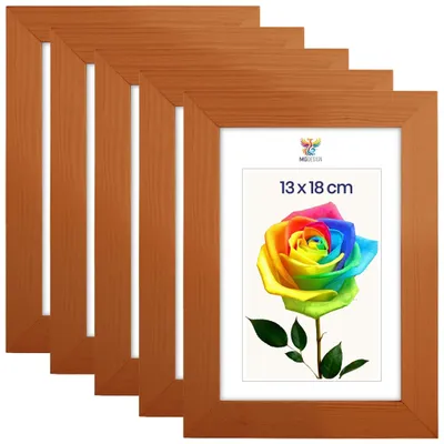 Produktbild von MG Design 5er Set Bilderrahmen Lackiert 13x18 cm - Echtholzrahmen mit Acrylglas, hoch/quer, zum Aufhängen & Aufstellen