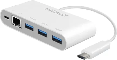 Produktbild von Macally UC3HUB3GBC, USB 3.2 Gen 2 (3.1 Gen 2) Type-C, Weiß, USB 3.2 Gen 1 (3.1 Gen 1) Type-A, AC, USB, 96 mm, 40 mm