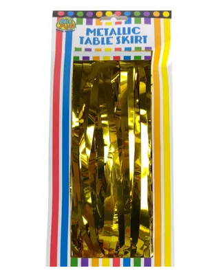 Produktbild von Goldener Lametta Tischrock als Dekoration für Silvester & Geburtstag