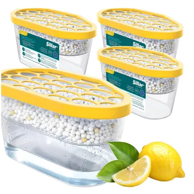Produktbild von Sillar Luftentfeuchter 400 ml Zitrone 4er Set – Feuchtigkeitsabsorber für Bad & Schrank