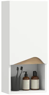 Produktbild von Badezimmer-Wandschrank mit Soft-Close-Tš¹r, verstellbarem Einlegeboden und offenem Fach, 30 x 17 x 67 cm, wei?