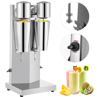 Produktbild von Getränkemixer 150W, 800 ml Doppelkopf Milchshake- & Cocktailmixer aus Edelstahl, 2 Geschwindigkeiten für privat & Gewerbe