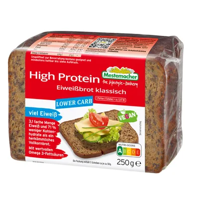 Produktbild von Mestemacher proteinový chléb s nízkým obsahem sacharidů a vysokým obsahem bílkovin 250g