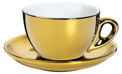 Cappuccinotasse aus Porzellan, gold, 0,1 l, rund