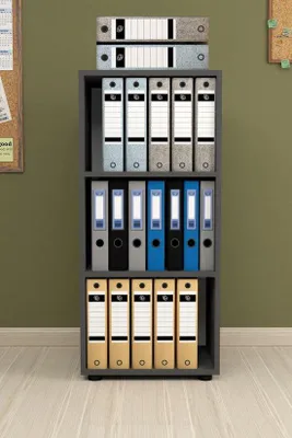 Produktbild von Büroregal Aktenregal mit 3 Fächern 49 x 109 cm Anthrazit