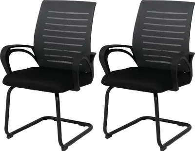 Obrázok produktu pre Sada 2 konferenčných stoličiek HWC-K51, návštevnícka stolička s voľne visiacou konštrukciou, látka/textil (250 g/m²)  ~ sivá, čierna konštrukcia