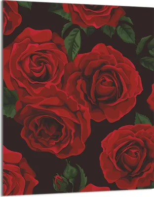 Produktbild von Herdabdeckplatte 40x52 Glaskeramikkochfeld Abdeckung Spritzschutz Glasplatte Deko Schneidebrett, Rosen Rot