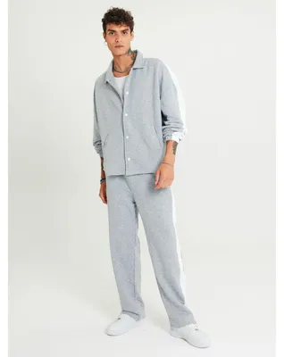 Produktbild von Ossy Homer Jogger Set Stripe mit Streifen Jacke Hose Jogginganzug Unisex Baumwolle M Grau