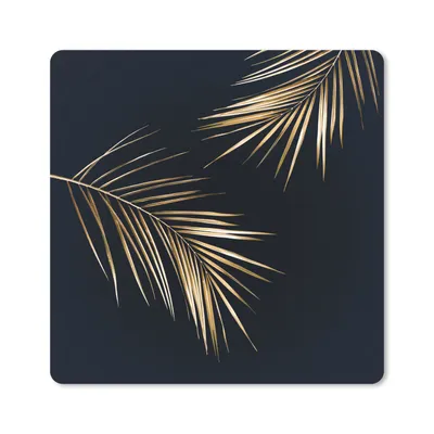 Produktbild von MuchoWow® Mauspad Mousepad Blätter - Pflanzen - Gold - Schwarz - Luxus 20x20 cm - Mousepads - Maus Mat - Pad - Mausunterlage - Desk Mat - Bureauartikeln