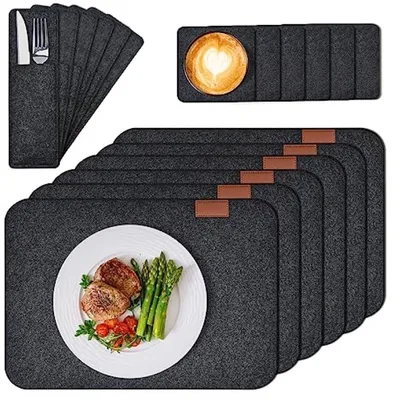 Productafbeelding van PromoHome® Viltonderzetters – Set van 18 stuks, wasbaar, antracietkleurig