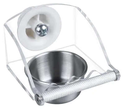 Produktbild von Vogel Futternapf, 1 Stück, kleiner Futternapf aus Acryl mit Metall-Vogelschlitz und Vogel-Stehstange für Papageien, Vogelhäuser, Kaninchen, Vögel und Kleintiere