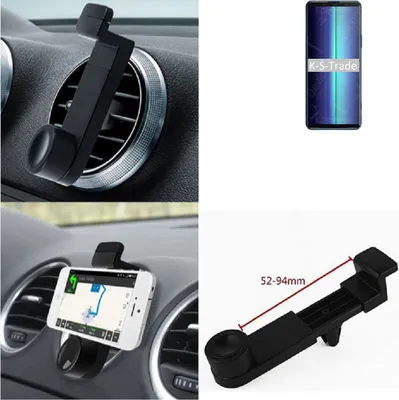 Produktbild von K-S-Trade Lüftungshalterung kompatibel mit Oukitel WP10 KFZ-Halterung Autohalterung Handy-halterung Lüftungsgitter Lüftungsschlitze Schwarz