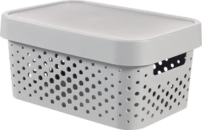 Produktbild von Curver INFINITY Aufbewahrungsbox mit Deckel und Lochmuster, 17 l, Grau