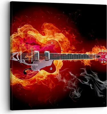 Produktbild von Bild auf Leinwand - Leinwandbild - Instrument Flammen Saiten - 30x30cm - Wand Bild - Wanddeko - Leinwanddruck - Bilder - Kunstdruck - Wanddekoration - Leinwand bilder - Wandkunst - AC30x30-0201