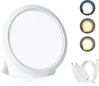 Produktbild von Tageslichtlampe – Lichttherapielampe – Energiekick – 10.000 Lux Sonnenlichtsimulation – 11,8 x 11,8 cm – Weiß