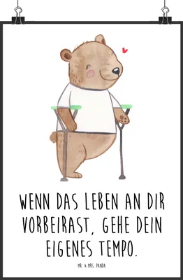 Produktbild von Mr. & Mrs. Panda Bild Bär Beinamputation DIN A1 - Weiß - Geschenk, Wanddekoration, drucke, Plakat, Kunstdruck, wanddeko, Amputation