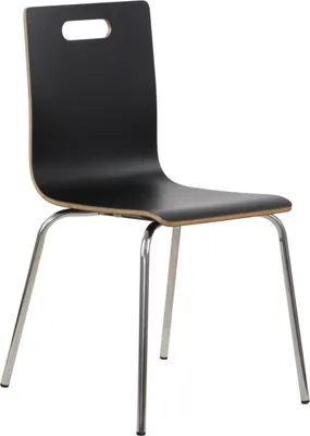 Immagine prodotto di Sedia da conferenza fissa WERDI A, schienale e seduta in compensato laminato, struttura in acciaio inox, nero