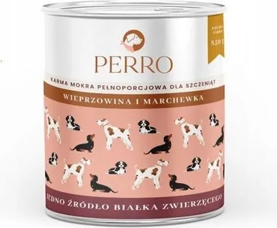 Produktbild von PERRO Schweinefleisch und Karotten für Welpen 6x850 g
