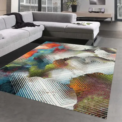Obrázok produktu pre Farebný dizajnový koberec s abstraktným vzorom červeno-modrý Veľkosť - 120x170 cm