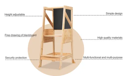 Obrázek produktu pro Učící věž pro děti Učící věž vysoká židle Učící židle stupínek 90x49x50 cm