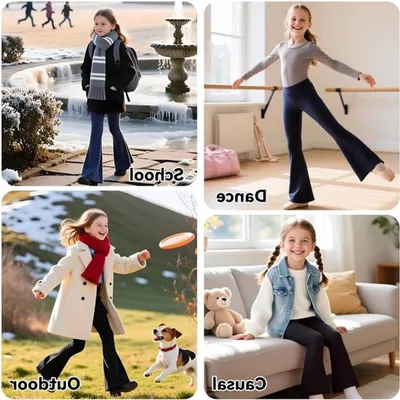 Leggings für Mädchen mit Hohem Bund und Ausgestellten Beinen - Ideal für Yoga, Tanz und Sportaktivitäten von 6-13 Jahren
