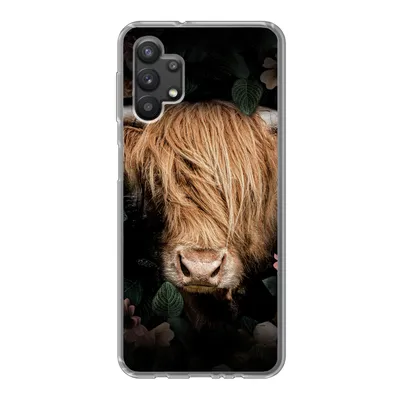 Produktbild von MuchoWow® Handyhülle Schutzhülle Hülle für Samsung Galaxy A32 5G Schottischer Highlander - Kuh - Blätter Silikon Softcase Handy Hülle - Softcase