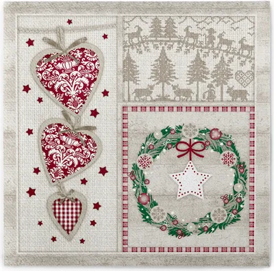 Produktbild von Airlaid Serviette Benita, 40 x 40 cm, 50 Stück - Mank - Weihnachten Patchwork Cottage Style