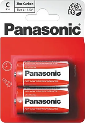 Produktbild von PANASONIC - Batch de 6 Ampullen de 2 rote Zink-Kohle C-Batterien - R14-1,5 V