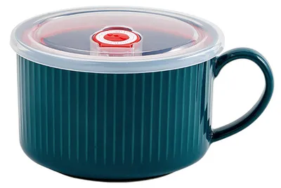 Keramik-Kaffeetasse 700 ml mit Henkel, Suppenschale, Blau