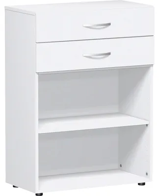 Produktbild von Regal 6 Ordnerhöhen m 2 Schüben u Standfüßen Weiß, 400 x 400 x 2163mm