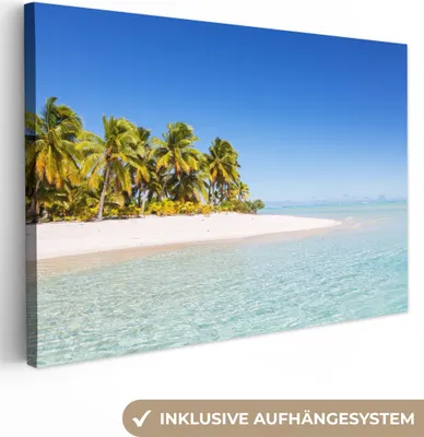 Produktbild von OneMillionCanvasses® - Leinwandbilder - 150x100 cm, Meer - Insel - Palme, Wandbilder Kunstdruck Wanddekoration