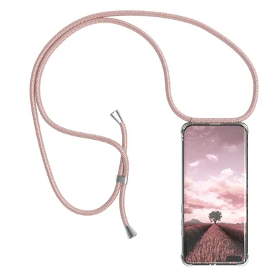 Produktbild von EAZY CASE Handykette kompatibel mit Huawei P40 Pro Plus, Handyhülle mit Umhängeband, Handykordel, Schutzhülle Clear, Band in Rosa
