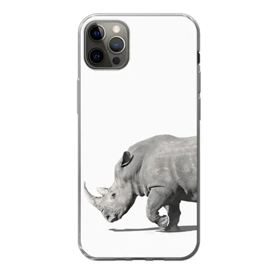 Produktbild von MuchoWow® Handyhülle Schutzhülle Hülle für iPhone 13 Pro Max Rhinozeros - Tiere - Weiß Silikon Softcase Handy Hülle - Mobiltelefon