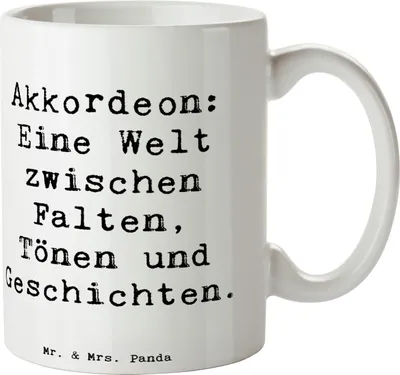 Produktbild von Mr. & Mrs. Panda Becher Spruch Akkordeon Vielfalt - Weiß - Geschenk, volkstümlich, Teebecher, Musiker, Musikinstrument, Tasse, Instrument, Kaffeetasse, emotional, Lernen