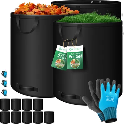 Produktbild von KESSER® Gartensack Set Laubsack Gartenabfallsack selbststehend, 4 Griffe, inkl. Handschuhe