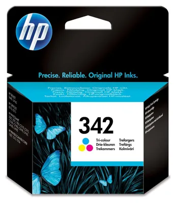 The image shows the packaging of an HP 342 ink cartridge.